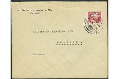 20 aur Gullfoss på brev fra Reykjavik 1936 til Aalborg, Danmark.