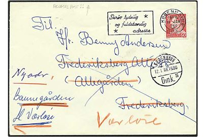 60 øre rød Fr. IX på brev fra Hotel Vester København d. 11.1.1969 til Frederiksberg. Omadresseret til Værløse.