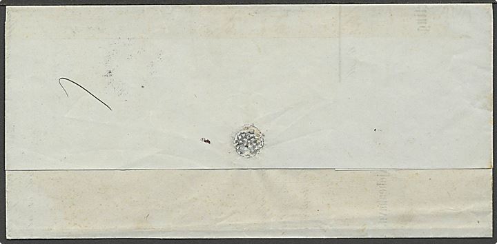 4 sk. og 8 sk. Krone/Scepter på 12 sk. frankeret pakke-følgebrev med opkrævning annulleret med nr.stempel “1” fra Kjøbenhavn d. 6.8.1868 til Horsens.