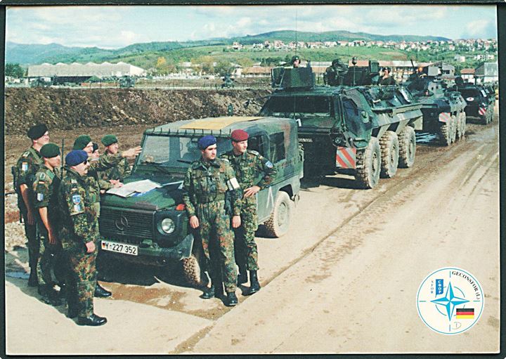 100 pfg. på illustreret feltpostkort stemplet Feldpost 1989 til Köthen, Tyskland. Fra tyske styrker i Bosnien GECONSFOR (L)