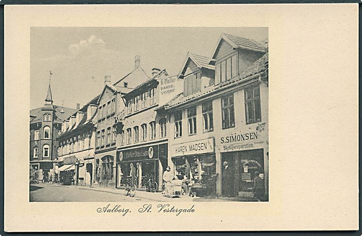 Forretninger i Store Vestergade, Aalborg. Stenders no. 504.