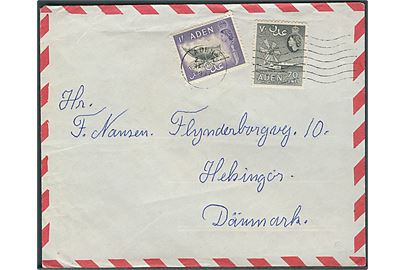 70 c. og 1 sh. på luftpostbrev fra Aden d. 17.8.1957 til Helsingør, Danmark. Fra sømand ombord på M/S Susanne Skou.