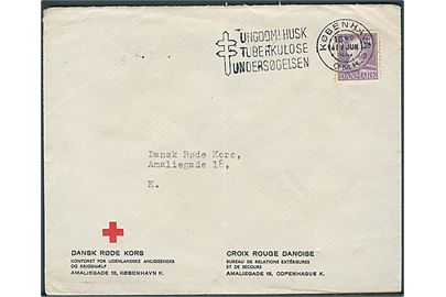 10 øre Chr. X på fortrykt kuvert fra Dansk Røde Kors sendt lokalt i København d. 11.6.1946.