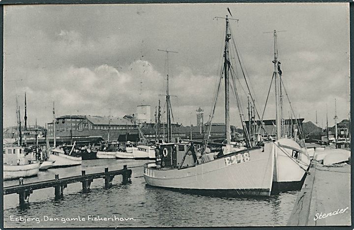 Den gamle fiskerihavn i Esbjerg. Stenders Esbjerg no. 147.