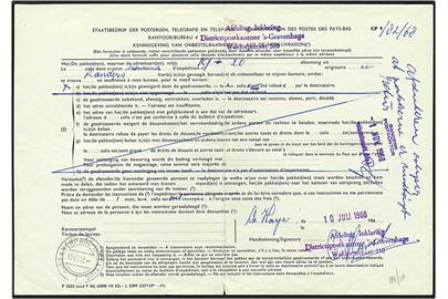 Pakkeforespørgelse fra Randers Postkontor d. 1.11.1968.