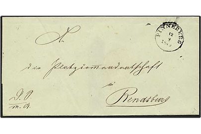 Ufrankeret brev fra Pinneberg, Slesvig, d. 12.1.1849 til Rendsborg.