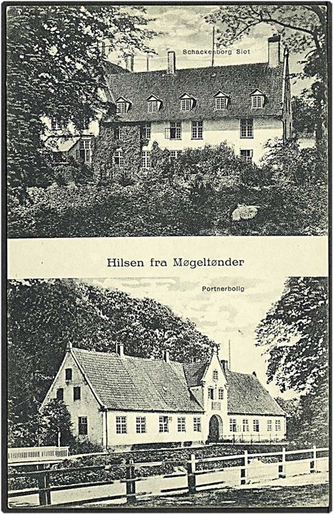 Hilsen fra Møgeltønder med Schackenborg Slot. C.C. Biehl no. 3328.
