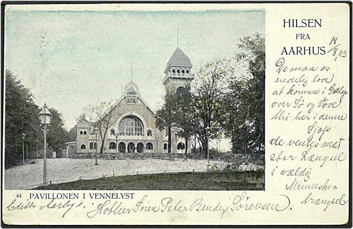 Hilsen fra Aarhus med pavillonen i Vennelyst. No. 44.