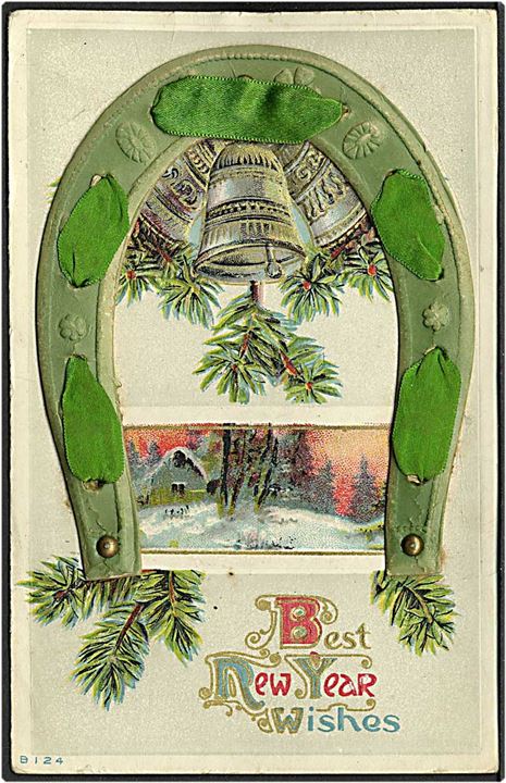 Amerikansk julekort med hestesko. No. 124.