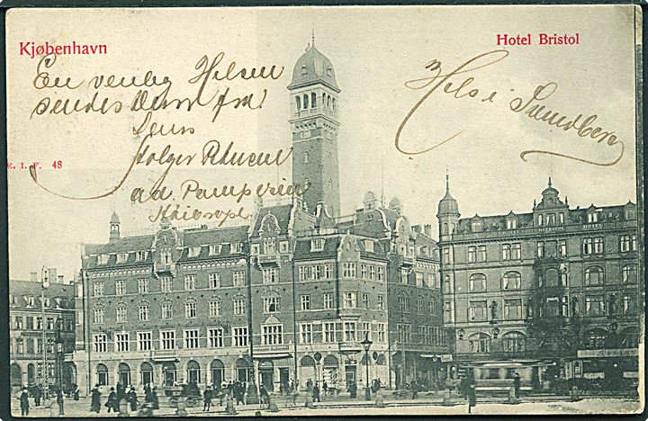 Hotel Bristol paa Raadhuspladsen i København. E.I.F. no. 48.