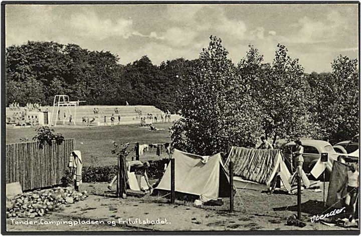 Campingpladsen og frilufts badet i Tønder. Stenders Tønder no. 91.