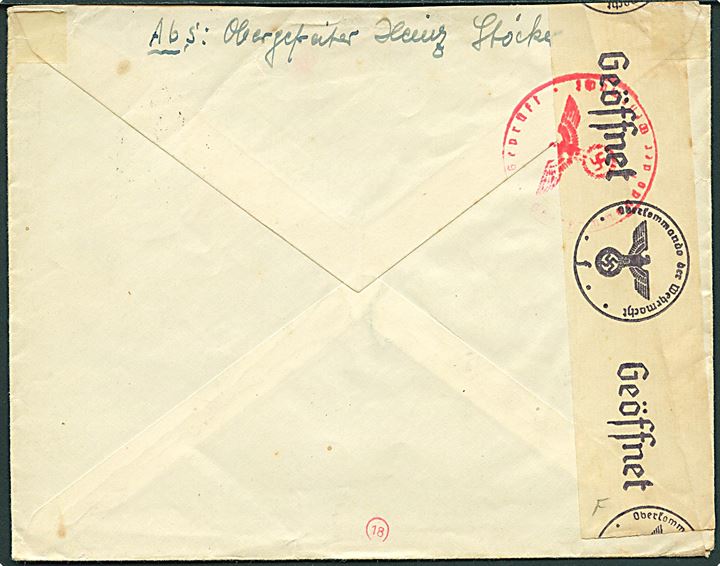 Ufrankeret tysk feltpostbrev med stumt stempel d. 30.6.1941 til København, Danmark. Portopåtegning, men ikke udtakseret i Porto. Åbnet af tysk censur i Hamburg.