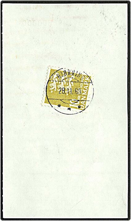 10 kr. gul rigsvåben på girotalon fra Hjørring d. 28.11.1983. Hjørring IIh postsparestempel.