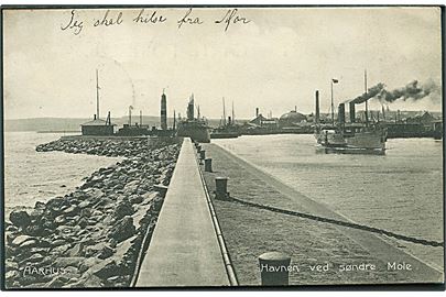 Havnen ved søndre mole i Aarhus. Stenders no. 5637.