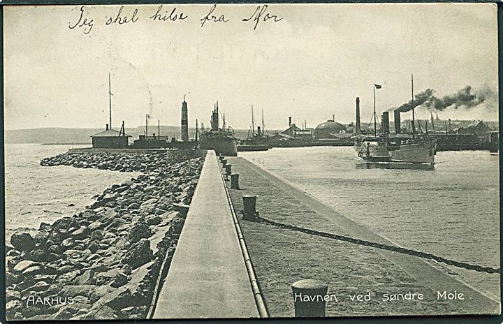 Havnen ved søndre mole i Aarhus. Stenders no. 5637.