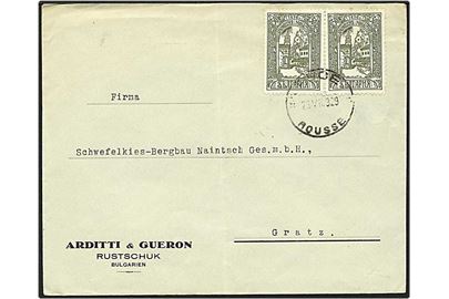 100 stotinki på brev fra Rustschuk, Bulgarien, d. 23.7.1929 til Gratz.