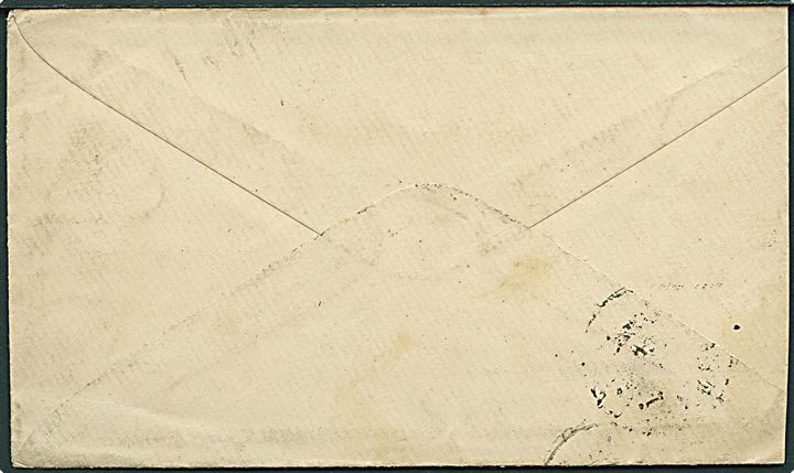 16 øre Tofarvet single på brev annulleret med lapidar Kjøbenhavn d. 13.11. (1880’erne) via Reykjavik d. 7.12. til Mjóafirdi, Island.