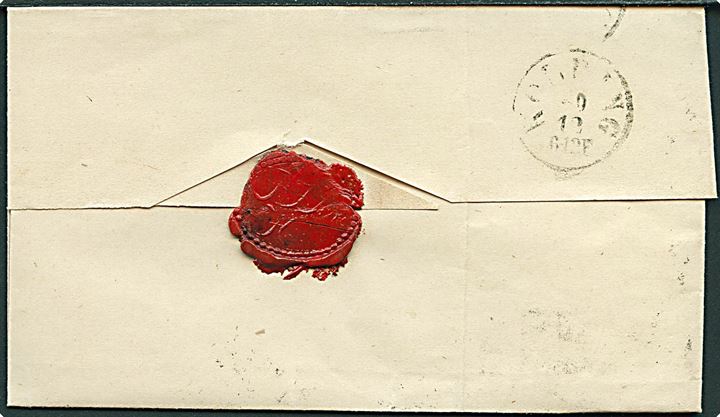 Norddeutscher Postbezirk 1 kr. stukken kant på lille Grænseporto brev stemplet Hadersleben d. 19.12.1868 til Taps Toldoppebörselssted pr. Kolding. 