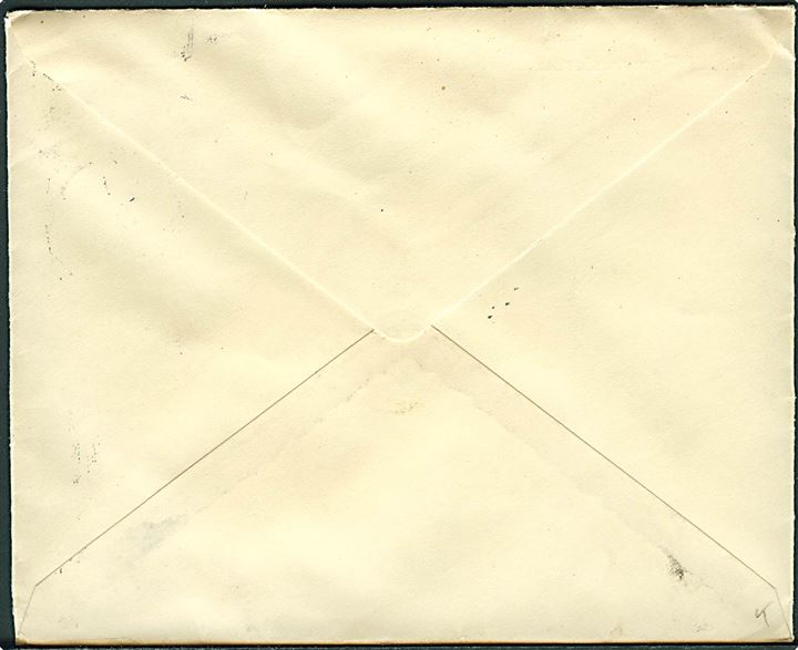 5 øre Bølgelinie på fortrykt kuvert fra Dansk Forsvars-forbund sendt som tryksag og annulleret med brotype Vd Haderslev B. d. 24.11.1933 til København - eftersendt til Hillerød. Vanskeligt stempel reg. anvendt 1930-1934. 