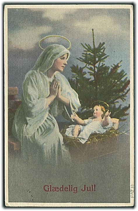 5 øre Chr. X of 2 øre Belgiske Børn Julemærke 1917 på julekort fra Aarby stemplet Kallundborg d. 23.12.1917 til Lyngen pr. Kallundborg.