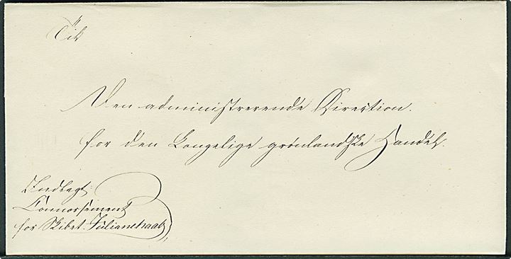 1850’erne. Tjenestebrev m. laksegl Godthaab påskrevet Indlagt Connosoment for Skibet Julianehaab til Direc-tionen for den Kongelige grønlandske Handel i Køben-havn. Barkskibet Julianehaab foretog i årene 1840-1877 37 rejser til Grønland.