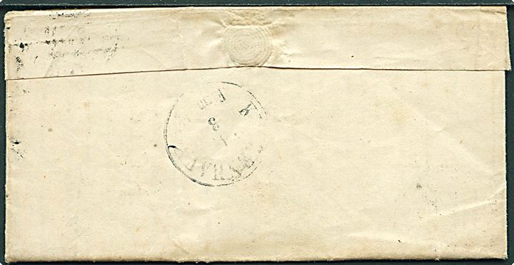 4 sk. stukken kant m. lille rift på brev med langt indhold skrevet på Als, annulleret med nr.stempel “221” og side-stemplet antiqua Feltpost No. 1 d. 29.2.1864 (skuddag) til Kjøbenhavn.  