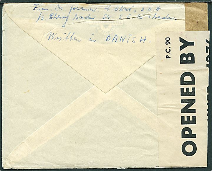 Britisk 6d og 9d George VI på luftpostbrev fra London d. 7.10.1942 til Ivigtut, Grønland. Påskrevet “via USA”. Åbnet af britisk censur PC90/4276. Fuldt indhold.
