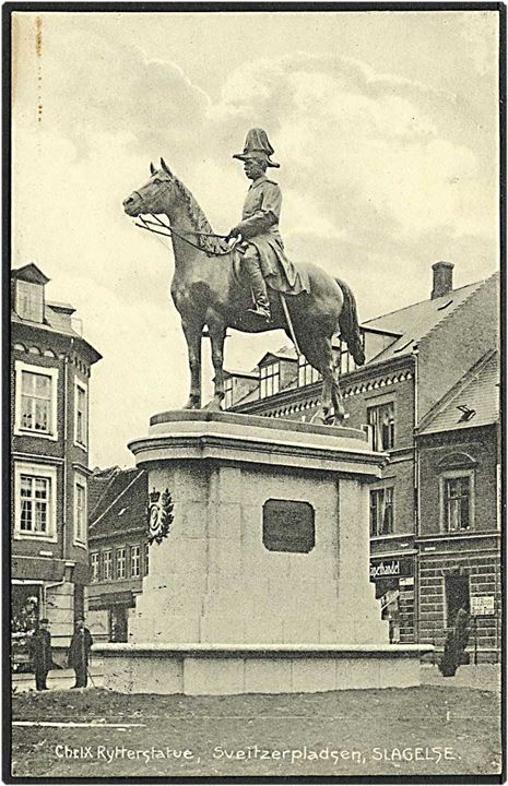 Chr. IX rytterstatue på Sveitzerpladsen i Slagelse. K. Skaarup no. 22331.