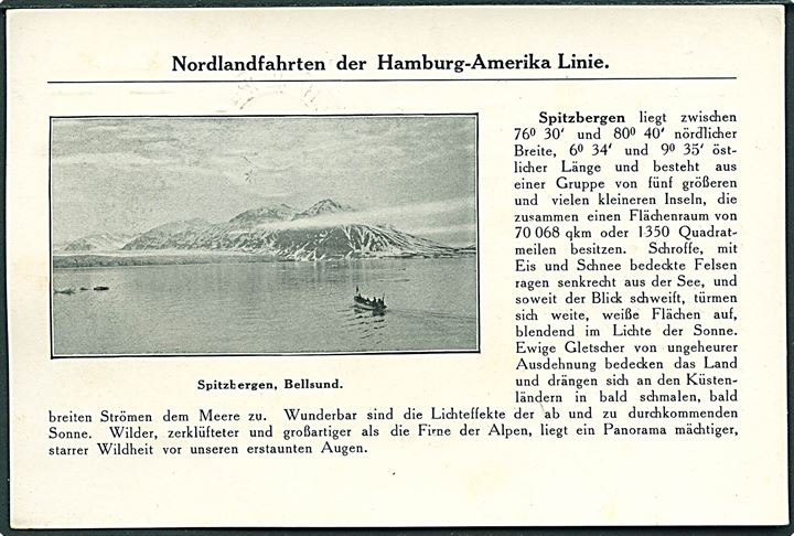 3 pfg. Germania på Telegram-meddelelse fra HAL- damper S/S “Victoria Luise” ved Spitzbergen sendt som tryksag fra Hamburg d. 14.8.1912 til Wien, Østrig.