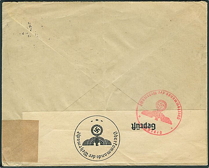 Hollandsk 12½ c. Vilhelmine på brev fra Rotterdam d. 22.4.1940 til Den Kongelige Grønlandske Handel i København, Danmark. Åbnet af tysk censur. Fold.