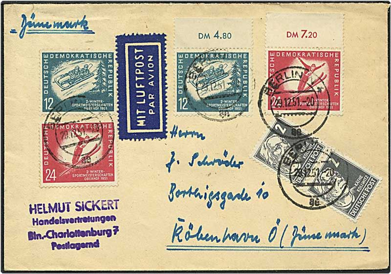 76 pfennig på luftpost brev fra Berlin DDR d 29 12 1947 til