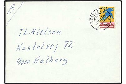 270 + 40 øre gul/blå/rød Ol på B-brev, lokalt sendt brev fra Ålborg d. 16.1.1989.