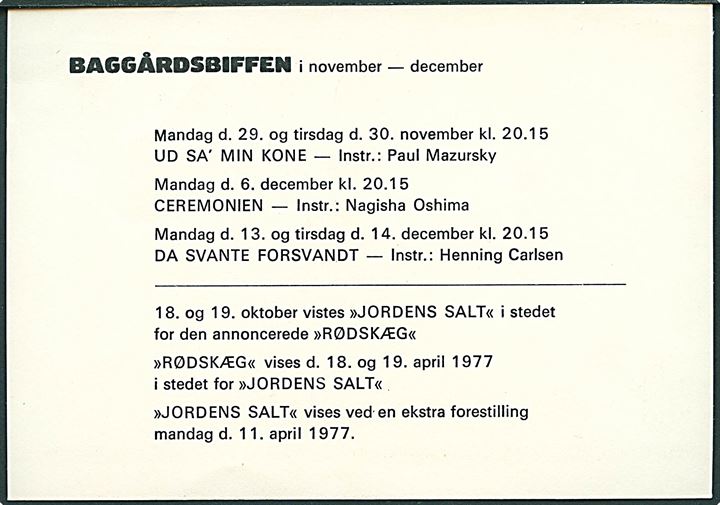 60 øre Posthusfranko frankeret lokalt tryksagsbrevkort med særligt stempel Svendborg / Od 1 d. 25.11.1976. Særligt frankostempel benyttet i Odense på forsendelser fra Svendborg. Moderne sjældenhed.