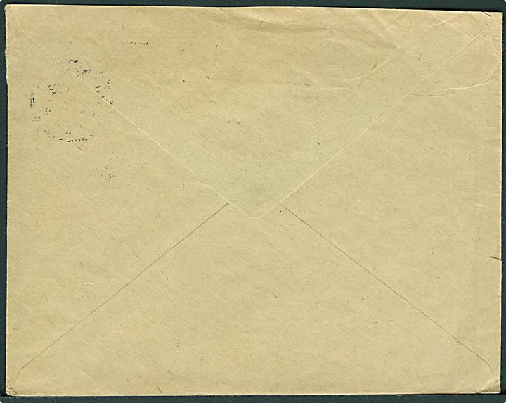 20 øre Chr. X single på brev fra Aarhus d. 5.11.1919 til Schweinsburg, Tyskland. Frimærke ikke ramt af maskin-stempel i Aarhus og annulleret ved ankomsten med sort stumt stjernestempel. Interessant.