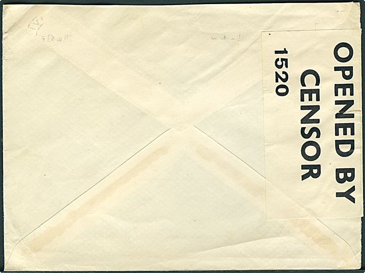 25 aur Torsk single på brev fra Reykjavik d. 20.3.1940 til Eskilstuna, Sverige. Åbnet af britisk censur med tidlig banderole PC66/1520. 