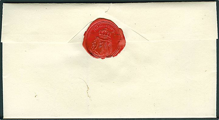1850’erne. Udateret brevomslag med smukt laksegl fra Holsteinsborg til Den administrerende Direction for den Kongelige grønlandske Handel i Kjøbenhavn. Påskrevet karte-nr. 2.