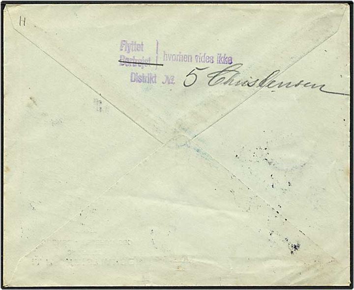 10 øre grøn bølgelinie på lokalt sendt brev fra Odense d. 12.9.1925. Brevet er returneret.