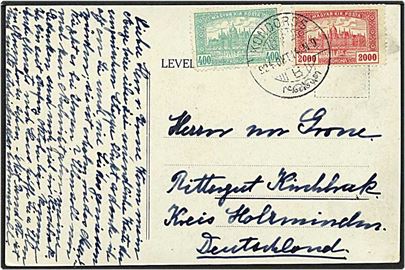 2400 korona på postkort fra Kondoros, Ungarn, d. 14.10.1924 til Tyskland.