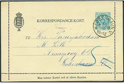 4 øre helsagskorrespondancekort med rand sendt lokalt i Kjøbenhavn d. 10.10.1892