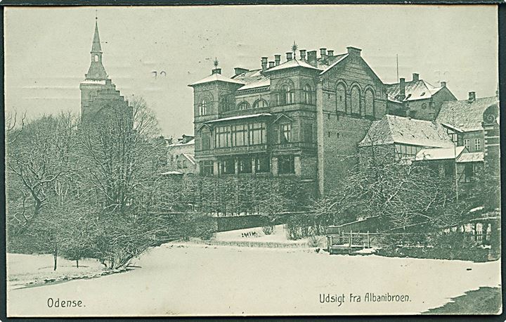 Udsigt fra Albanibroen i Odense. Stenders no. 19087.