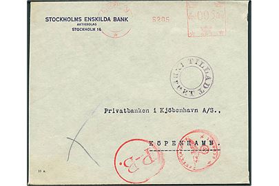 5 öre firmafranko frankeret tryksag fra Stockholm d. 20.11.1944 til København, Danmark. Passér stemplet med Zensurstelle k, P-B. og Tilladt Indført.
