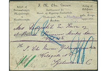 Ufrankeret dampskibsfragtbrev for gods fra Aarhus d. 28.10.1888 til Kjøbenhavn. Mange stempler og påtegninger.