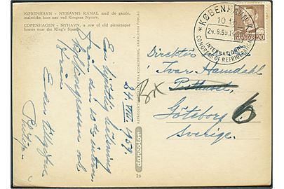20 øre Fr. IX på brevkort annulleret med særstempel København K. 10th International Congress of Refrigeration d. 24.8.1959 til Göteborg, Sverige.