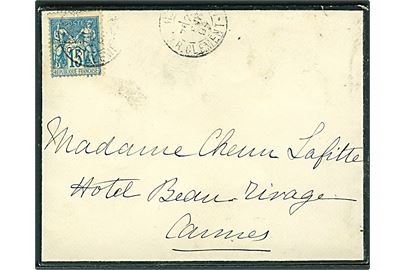 15 c. på sørgebrev fra Paris d. 25.2.1894 til Cannes.