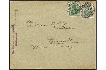 1,20 mark på brev fra Hamburg, Tyskland, d. 19.5.1921 til Aabenraa.