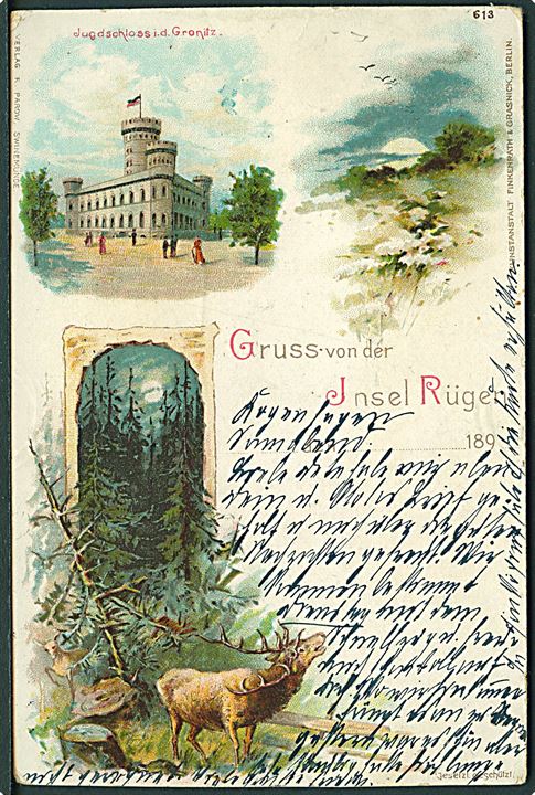 10 øre Chr. IX på brevkort fra Kjøbenhavn annulleret med svensk stempel i Landskrona d. 19.8.1905 og sidestemplet Från Danmark til Wölffelsdorf, Tyskland.