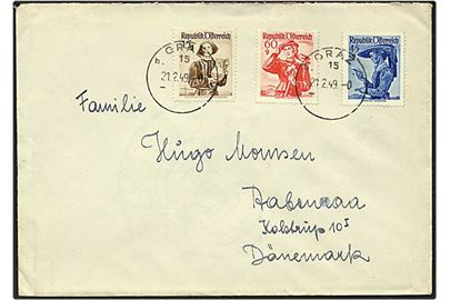 1,20 shilling på brev fra Graz, Østrig, d. 21.2.1949 til Aabenraa.