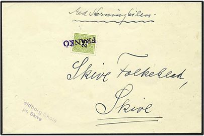 25/200 grøn DSB banemærke på rutebil brev fra Over-Feldborg til Skive. Mærket stemplet med Franco.