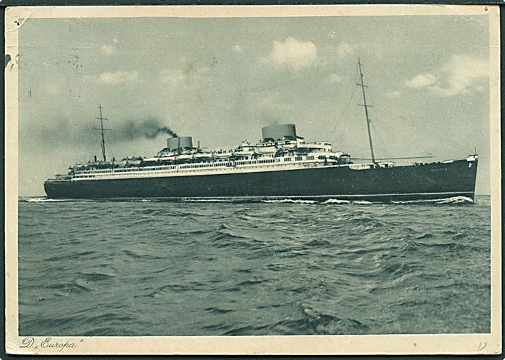 15 pfg. Hindenburg på brevkort (NDL dampskib Europa) annulleret med skibsstempel Deutsch-Amerik. Seepost Bremen - New York / D. Europa NDL d. 16.7.1930 til Grossmannsdorf, Tyskland.