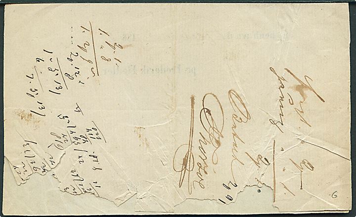 Fragtbrev for pakke fra Kjøbenhavn d. 17.10.1865 til Hjørring. Flere påtegninger.